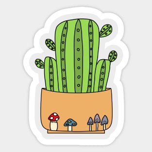 Cute Cactus Design #84: Mush-Room For Cacti Sticker